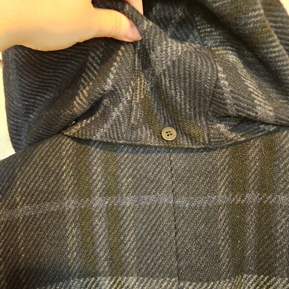 Guess Hooded Plaid Wool Blend Pea Coat Jacket Women's Large Winter Layer Casual - Picture 3 of 12